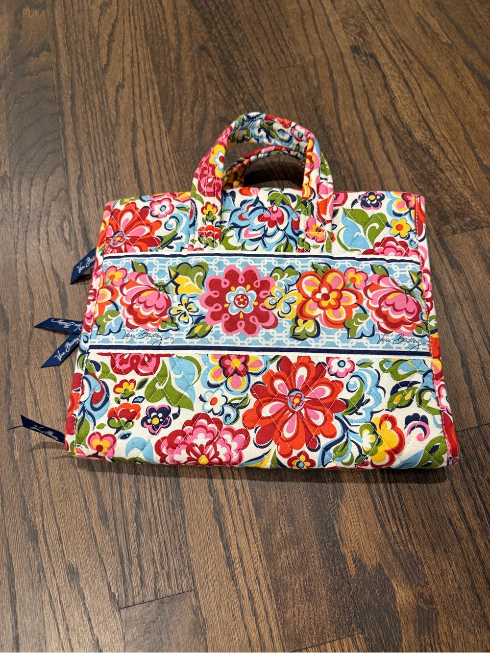Vera Bradley Floral Quilted Cosmetic Case in Red Pink Blue Green